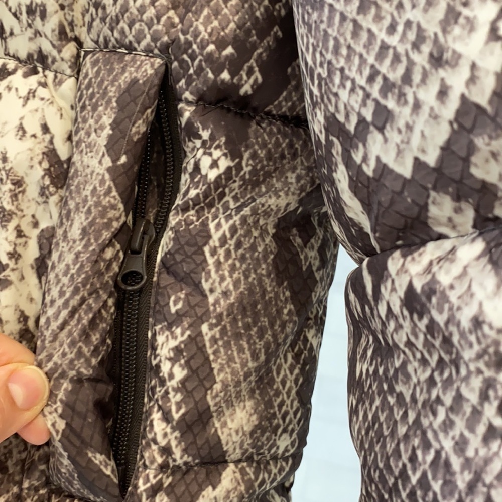 Aqua Python Snakeskin Print Puffer Jacket - image 5